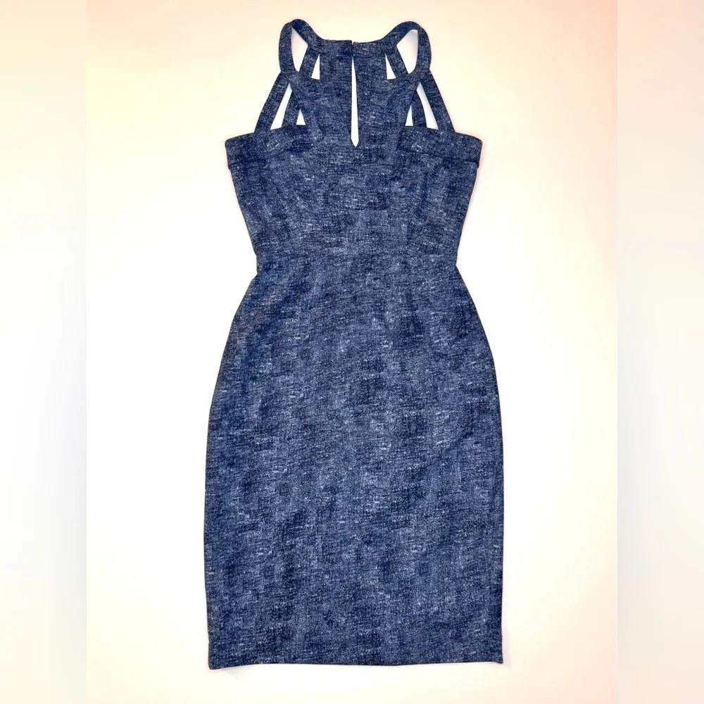 BCBG MAXAZRIA Blue Sleeveless Cut Out Fitted Macie Dress Size- 0